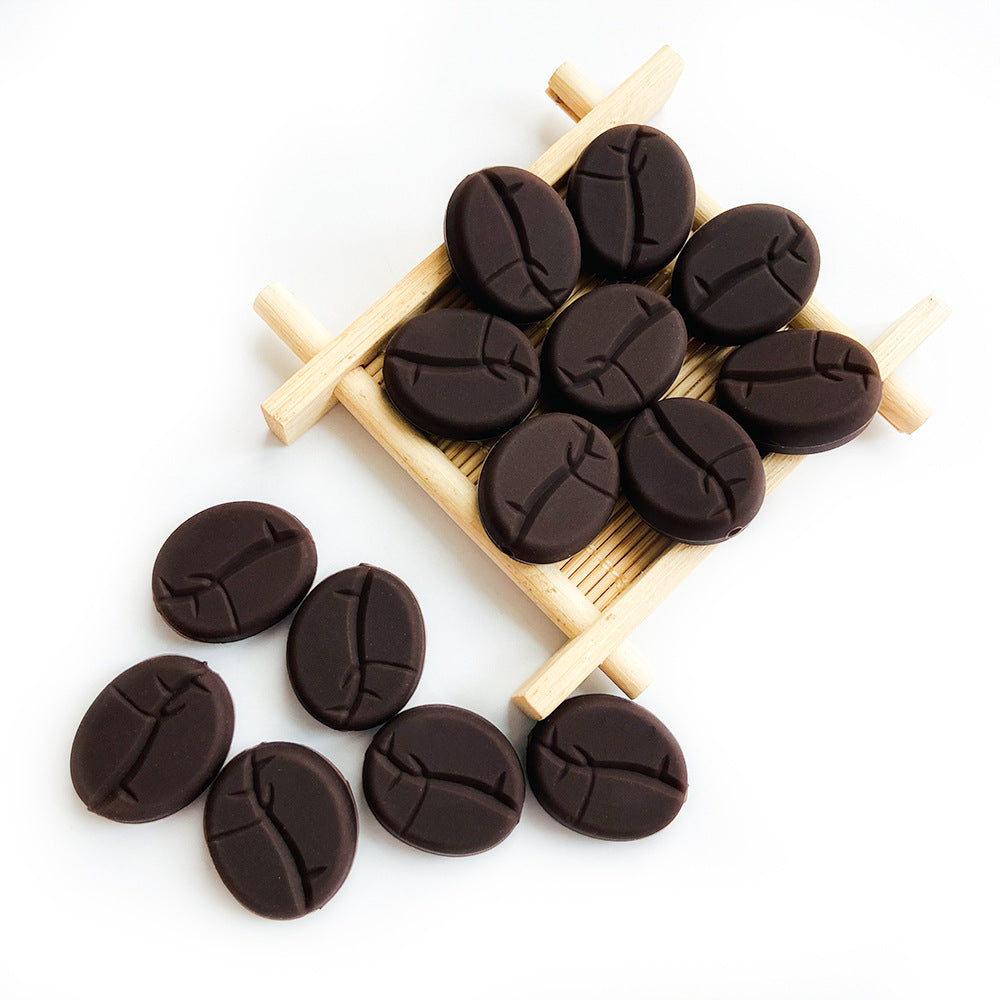 20Pcs Silicone Focal Beads Coffee Beans Oval Shape 5