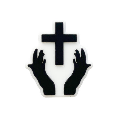 20pcs Silicone Focal Beads Pacifier Chain Hands Holding Cross 4
