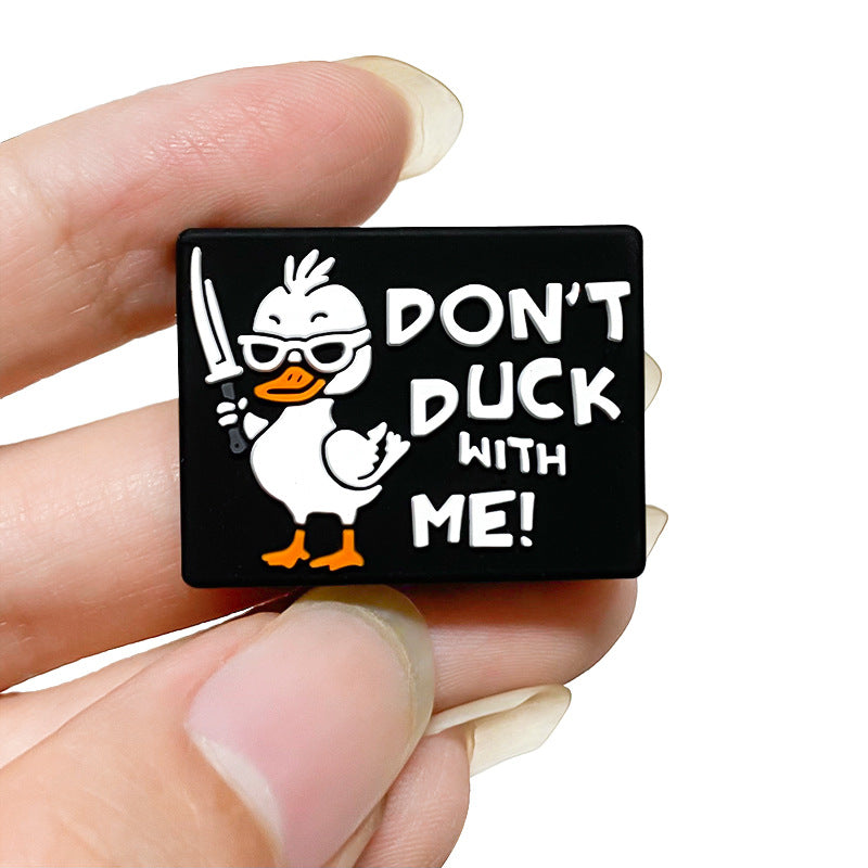 20pcs Silicone Focal Beads Handsome Duck Front Facing with Sword 5