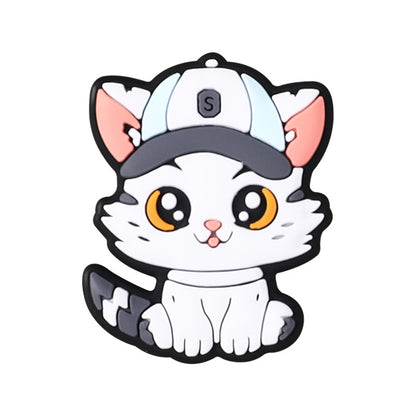 Silicone Focal Beads Round Ear Cat Wearing Hat Accessories 5