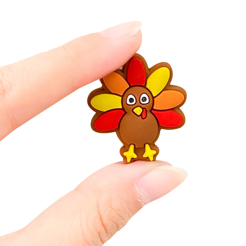 20pcs Silicone Focal Beads Thanksgiving Turkey Front Facing 3