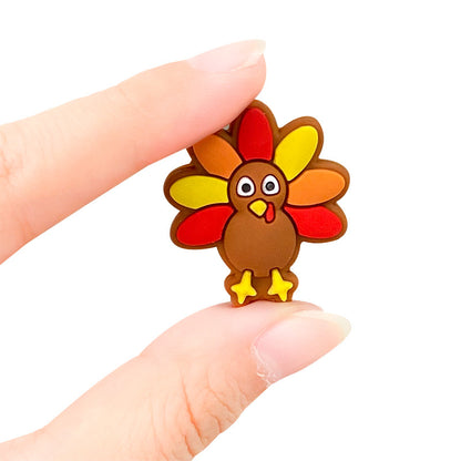 20pcs Silicone Focal Beads Thanksgiving Turkey Front Facing 3
