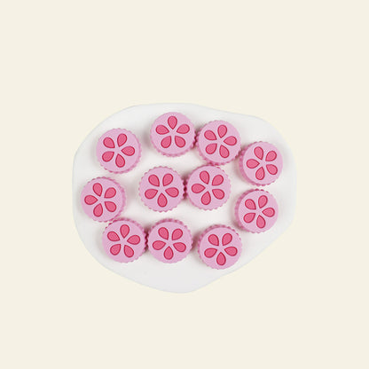 Silicone Focal Beads Petal Round Cookie Cutout Center 8