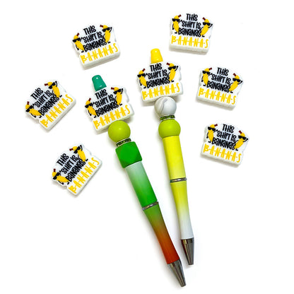 20Pcs Silicone Focal Beads Cool Banana Text Print Design 3