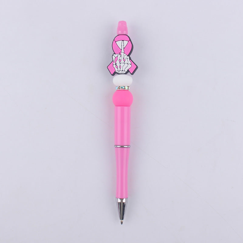 Pink Heart Silicone Beaded Pens Handmade Novelty Office School Gift 18