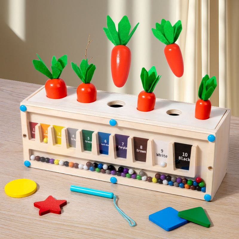 Wooden Magnetic Maze Montessori Toys Pulling Radish Activity Toy 3