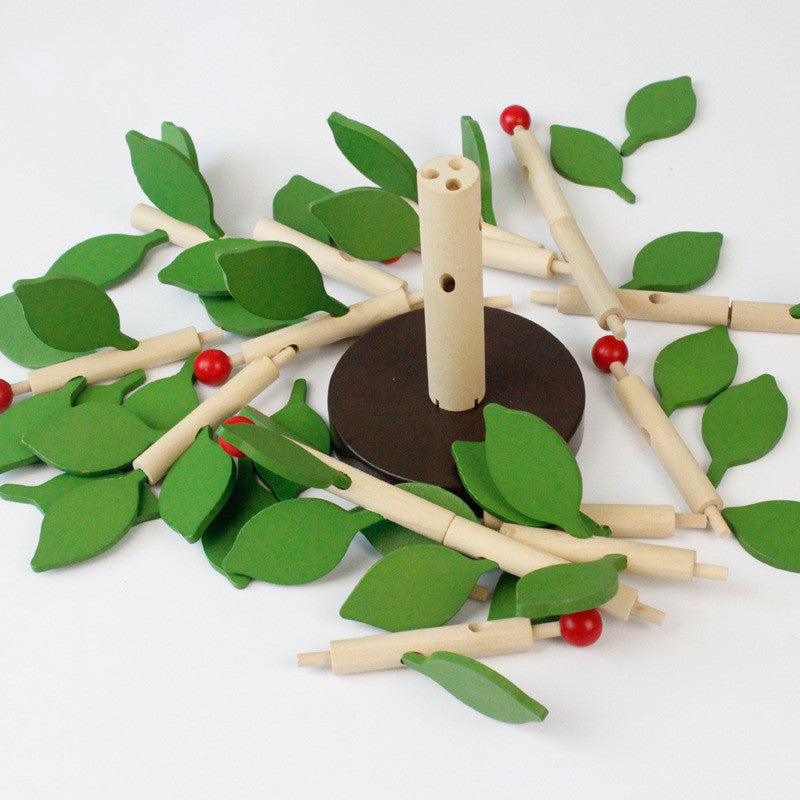 Wooden Building Blocks Montessori Toys Leaf Spliced Design 35cm 4