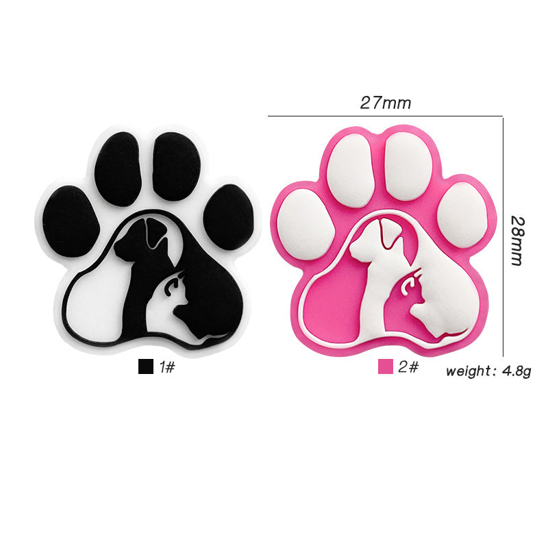 20Pcs Silicone Focal Beads Dog Claw Prints Raised Design 2