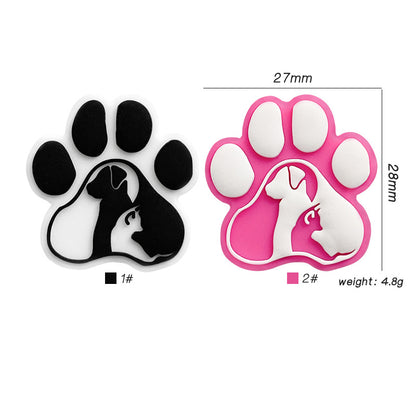 20Pcs Silicone Focal Beads Dog Claw Prints Raised Design 2