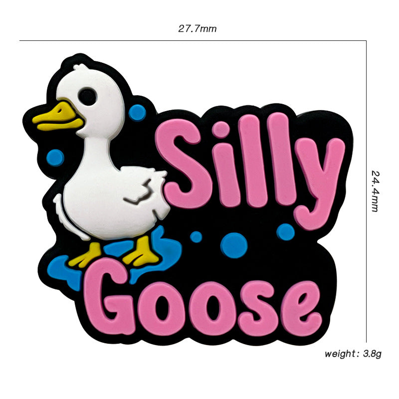 20Pcs Silicone Focal Beads Silly Goose Text with Standing Bird 3