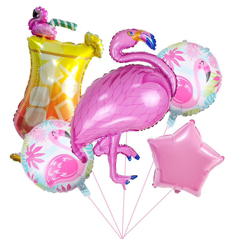 Rainforest Theme Flamingo Pineapple Foil Balloon Set Party Decoration 8