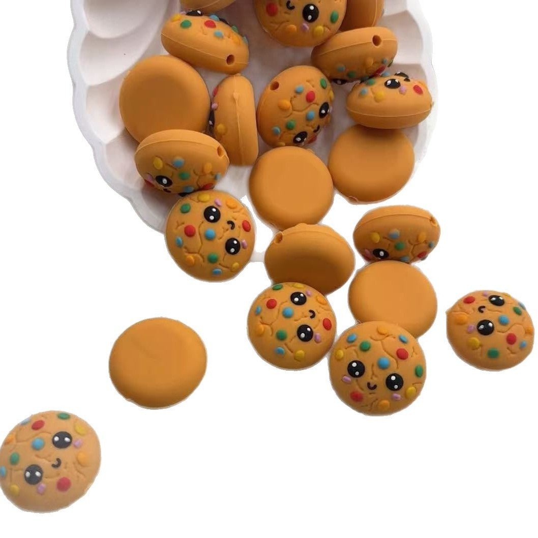 20pcs Silicone 3D Focal Beads Cookies With Colorful Sprinkles 5