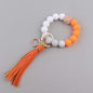 Leather PU Tassel Silicone Bead Wristlet Keychain 13