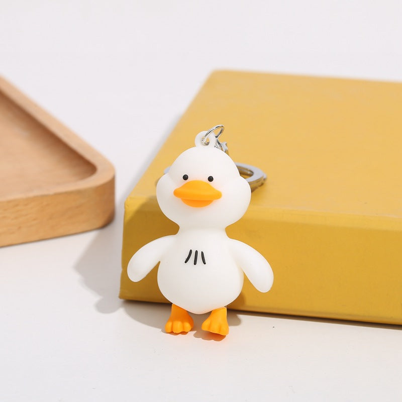 Cartoon Duck Silicone Bead Keychain Cute Soft Rubber Charm 8