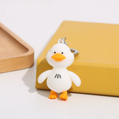 Cartoon Duck Silicone Bead Keychain Cute Soft Rubber Charm 8