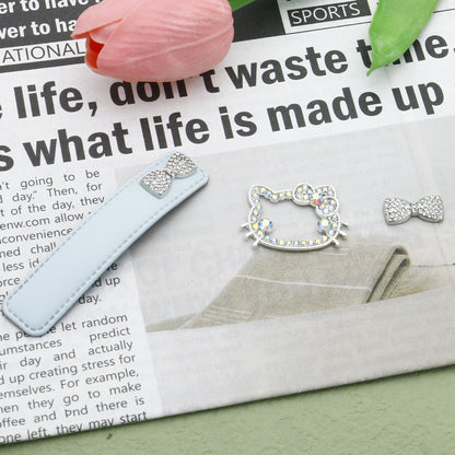 10Pcs 32x22mm Hello Kitty Butterfly Colored Diamond Alloy Bead Frames