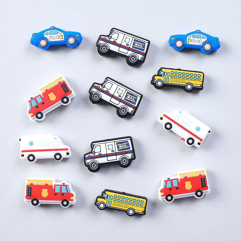 20pcs Silicone Focal Beads Mail Car with Police Fire Ambulance School Bus 2