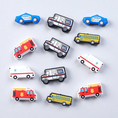 20pcs Silicone Focal Beads Mail Car with Police Fire Ambulance School Bus 2