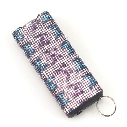 Self Defense Rhinestone Flashlight Electric Shock Keychain 9