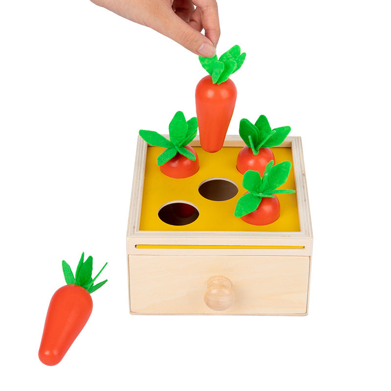 Wooden Montessori Toys Pulling Carrots Discs Educational Toy 2