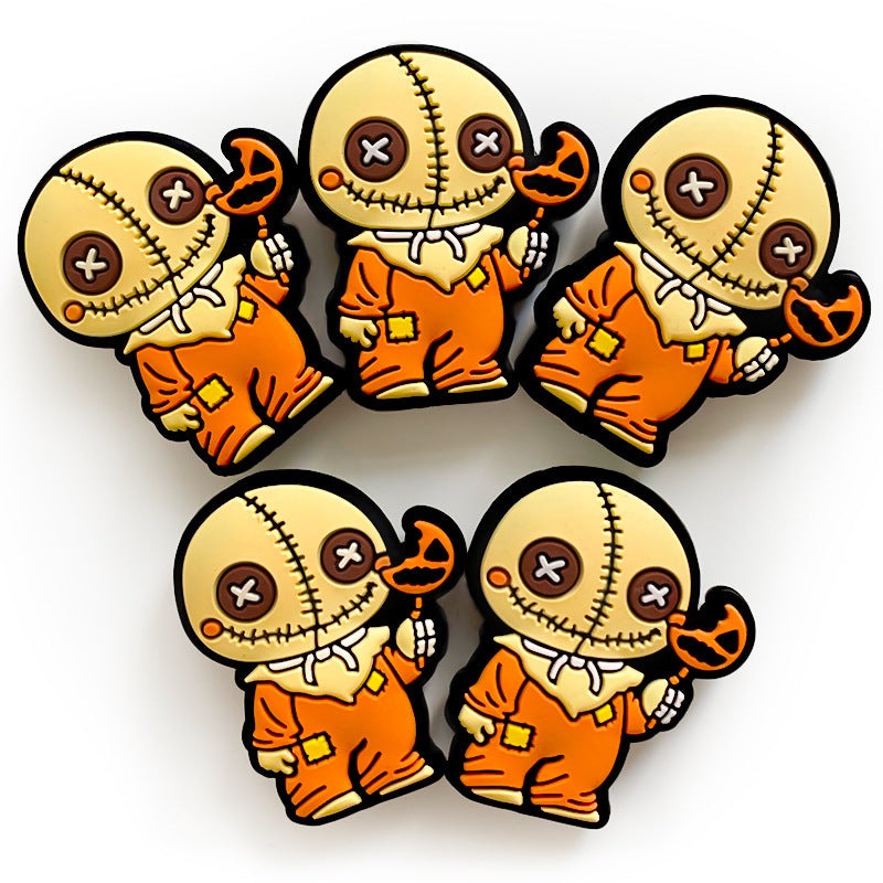 20pcs Silicone Focal Beads Halloween Creativity Yellow Character Holding Candy 3