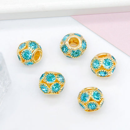 50pcs 8mm Metal Hollow Rhinestone Spacer Beads Silver and Gold 20