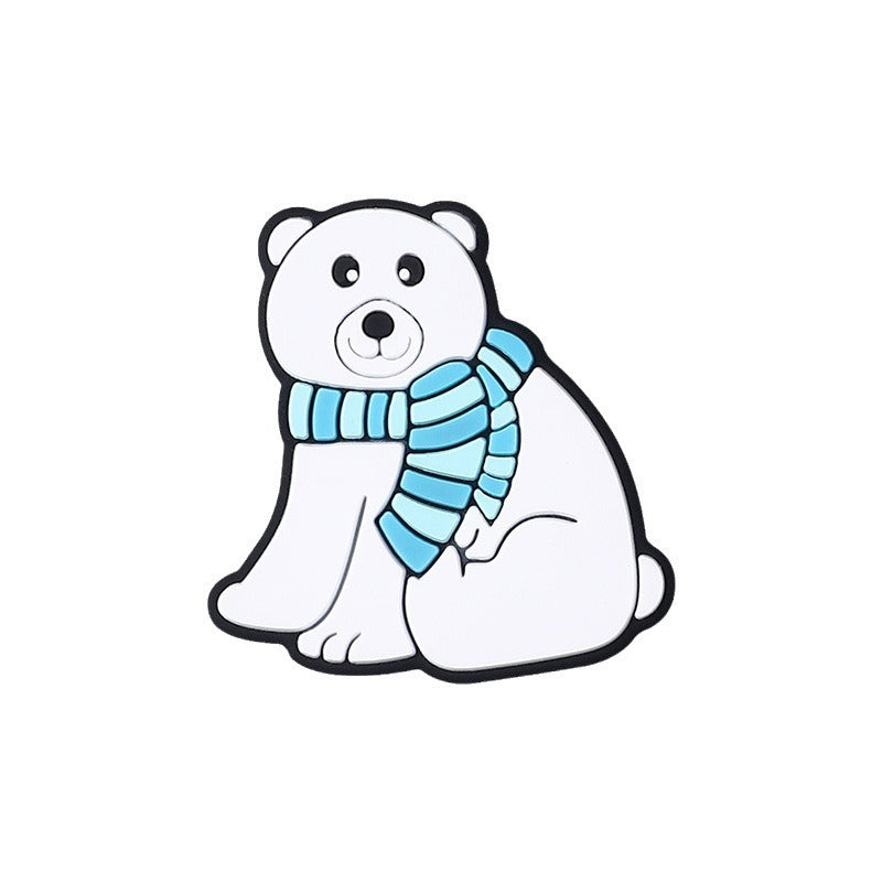 Silicone Focal Beads Snow Polar Bear Penguin Winter Snowman Design 4