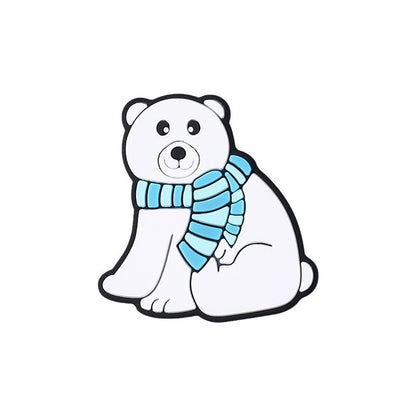 Silicone Focal Beads Snow Polar Bear Penguin Winter Snowman Design 4