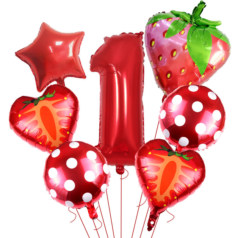 Strawberry Foil Balloon Set Party Decoration 32 Inch 6