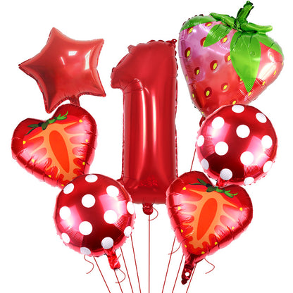 Strawberry Foil Balloon Set Party Decoration 32 Inch 6