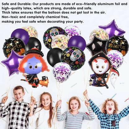 Halloween Witch and Little Ghost Foil Balloon Set Party Decoration 5