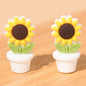 20pcs Silicone Focal Beads Flower Pot Sunflower Yellow White Flower Design 9