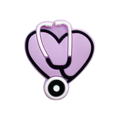20pcs Silicone Focal Beads Stethoscope Heart Shape with Tube Detail 5