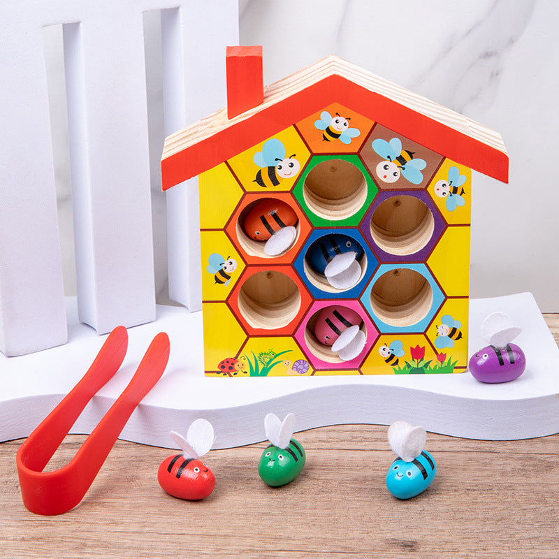 Wooden Montessori Toys Bee Catching Fine Motor Skills 20x18x4cm 6