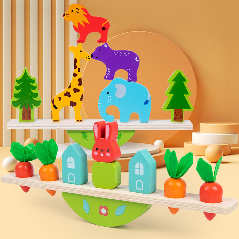 Wooden Animal Balance Building Blocks Montessori Toys 2
