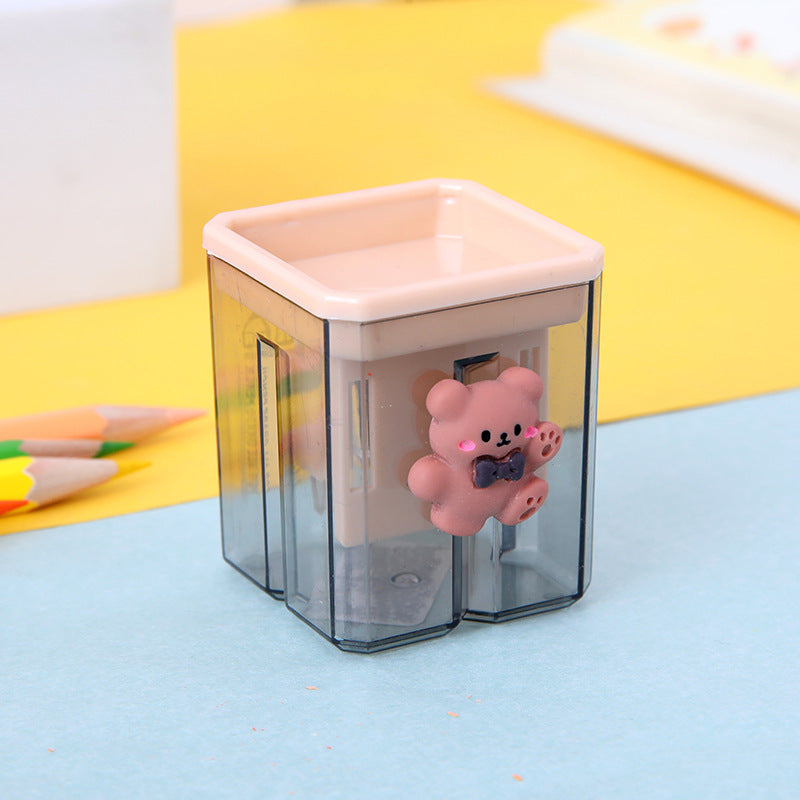 Cartoon Double Hole Manual Pencil Sharpener Plastic 4.8x4x4cm 6