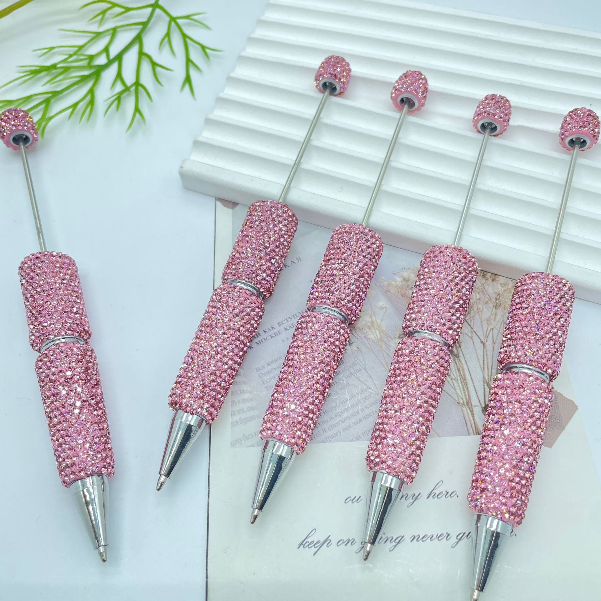 Full Solid Color Rhinestone Beadable Ballpoint Pens DIY Craft Supplies 2