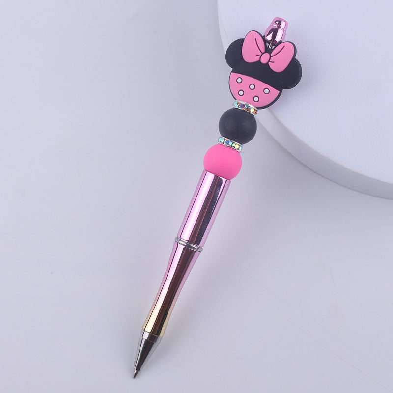 Animal Bow Silicone Beaded Pens Colorful Ballpoint Handmade Gift 12