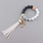 Leather PU Tassel Silicone Bead Wristlet Keychain 10