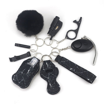 Outdoor Self Defense Alarm Whistle Pompom Keychain 10 Pack 37