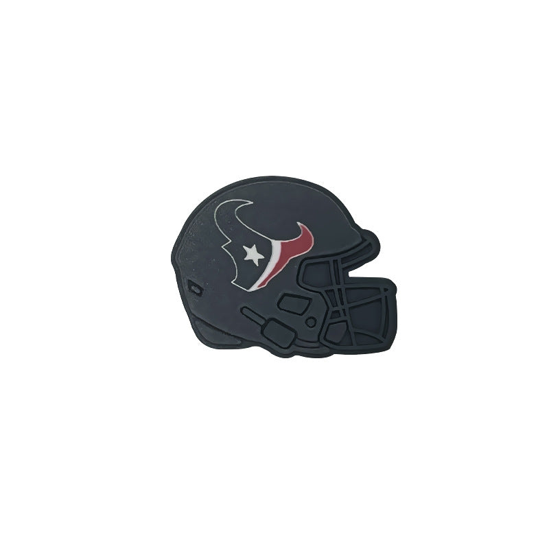 20pcs Silicone Focal Beads Football Helmet Printed Design 33