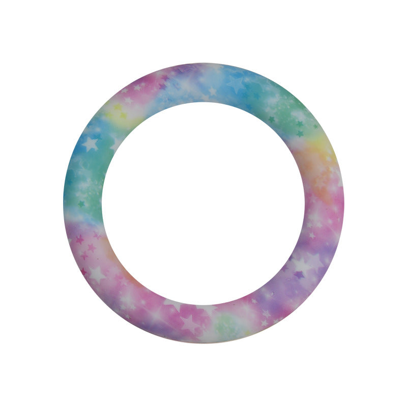 65mm Printed Silicone Beads Rings Multi Color Design 19