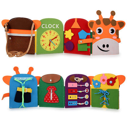 Wooden Montessori Toys Multifunctional Giraffe Busy Bag for Toddlers