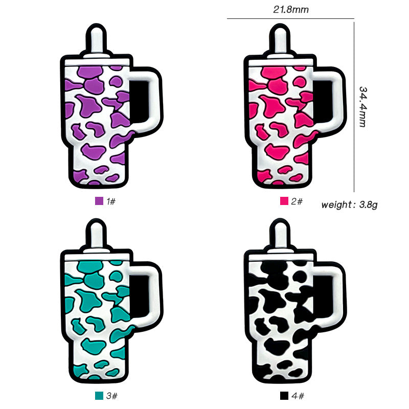20Pcs Silicone Focal Beads Travel Cup Patterned Design 2