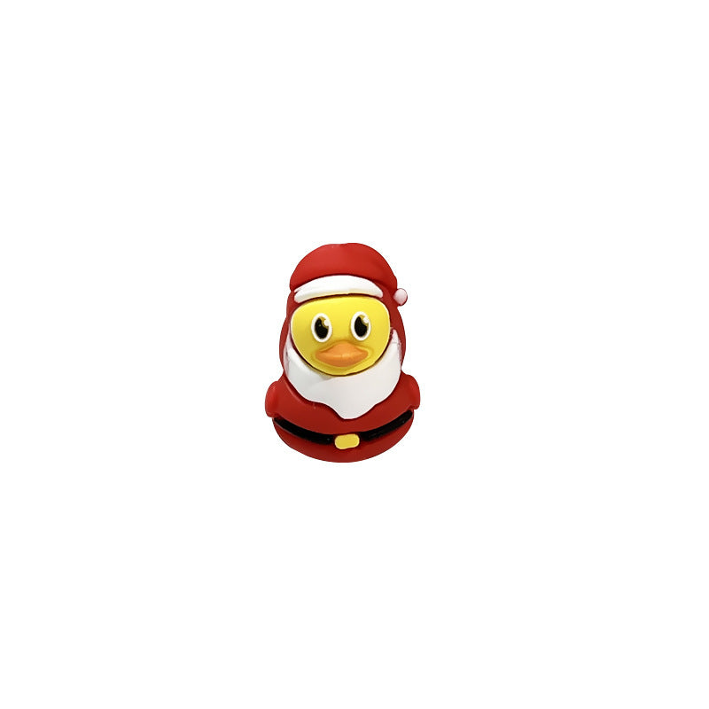 Silicone 3D Focal Beads Christmas Duck with Santa Outfit 6