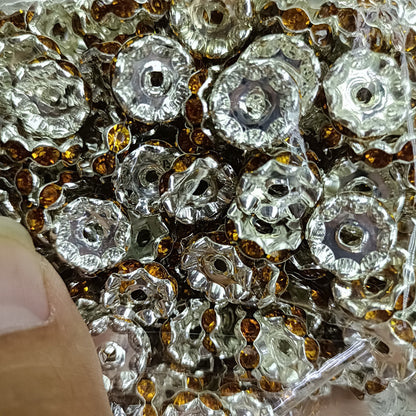 50pcs 12mm Rhinestone Wavy Spacer Beads DIY Jewelry Making 5
