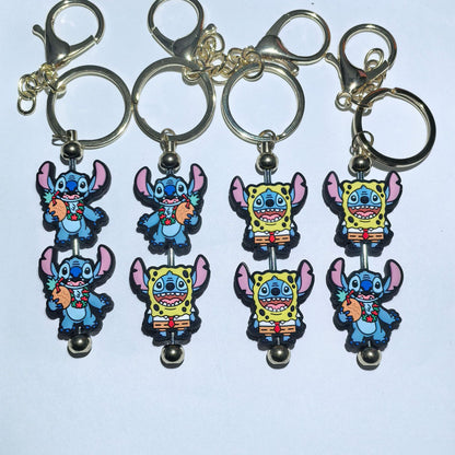 20Pcs Silicone Focal Beads Blue Alien Character Large Ears in Sponge Outfit 4