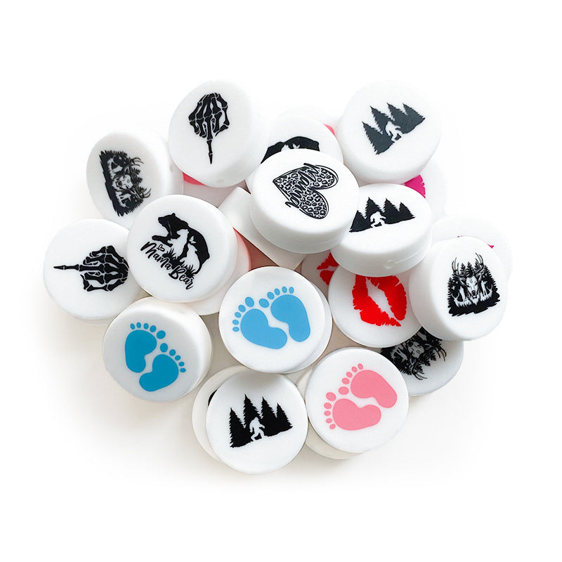 20pcs Silicone Focal Beads Animal and Nature Printing Designs
