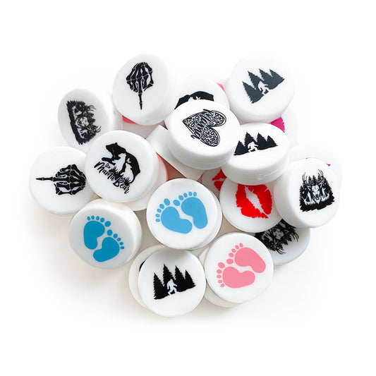 20pcs Silicone Focal Beads Animal and Nature Printing Designs