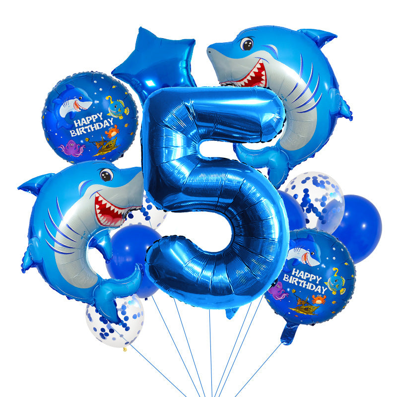 Ocean Shark Foil Balloon Set Kids Birthday Party Decoration 7